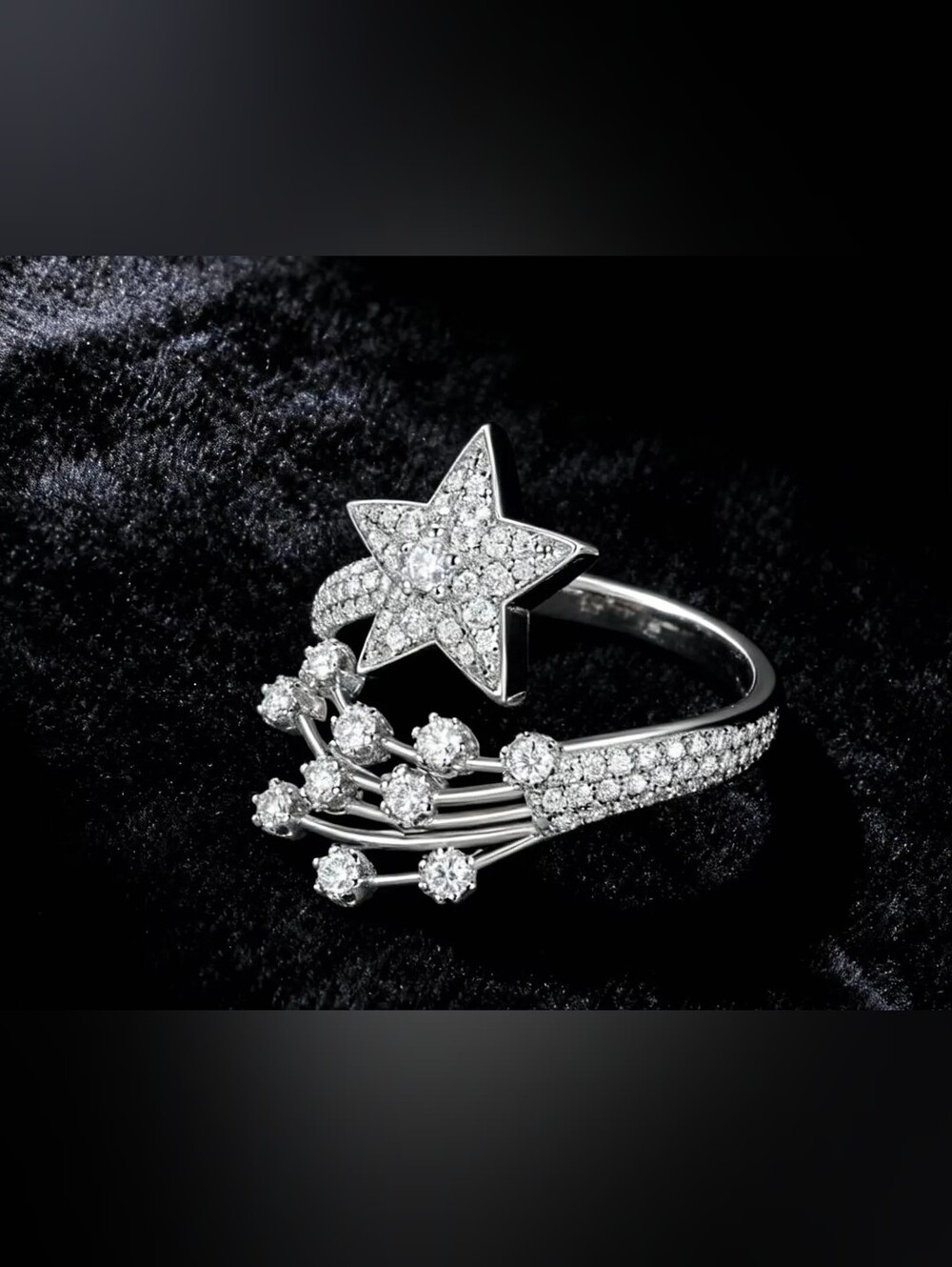 $8 Each Or Bundle 5/$20 Sterling Silver Starburst Adjusable Ring with CZ Accents
